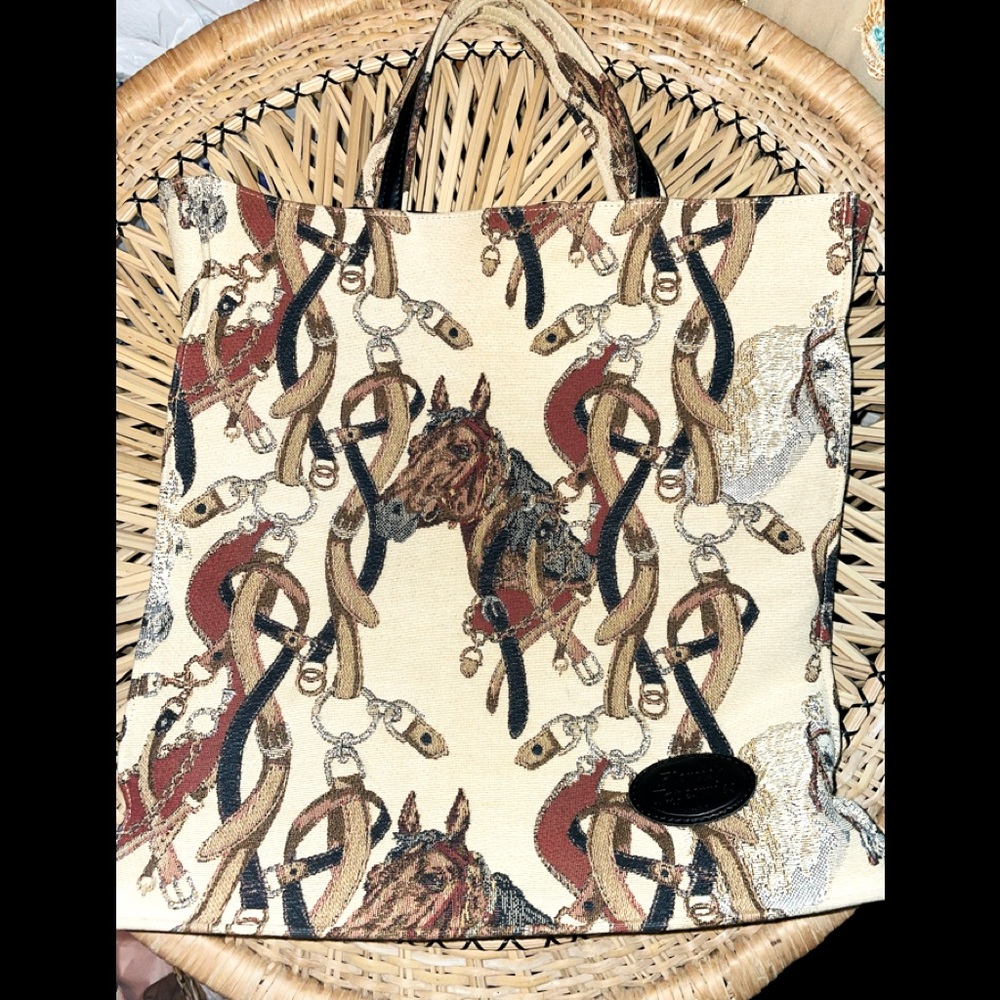Flemish Tapestries Horse Print Shoulder Bag / Tote